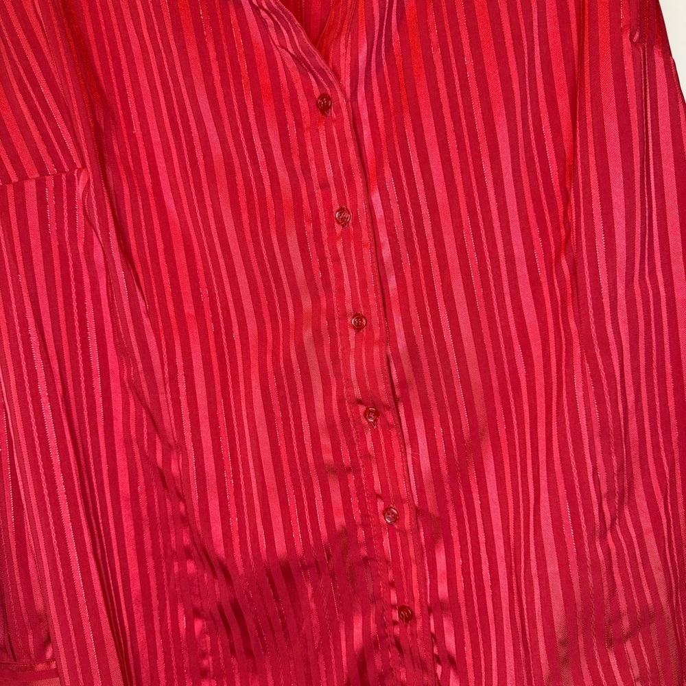 Laura Scott Woman size 20/22 Red Striped Button-Up Shirt - Picture 3 of 7